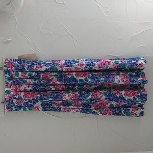 Vintage 80's Worthington High Waist Floral Pleated Midi Skirt Size 6 Cot…‎